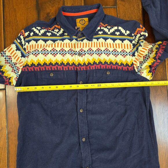 STAPLEFORD Button Up Shirt Men's M Navy Blue Southwestern Aztec Long Sleeve - Picture 7 of 10